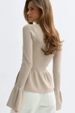 New Gina Tricot Knitted peplum cardigan Beige
