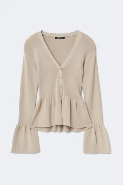 New Gina Tricot Knitted peplum cardigan Beige