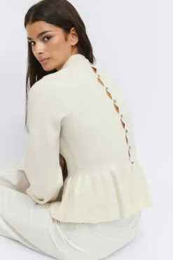 Discount Gina Tricot Knitted peplum top Wit
