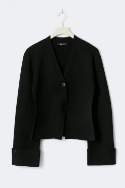 Outlet Gina Tricot Knitted sculptured cardigan Zwart