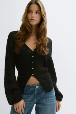 Clearance Gina Tricot Knitted sheer cardigan Zwart