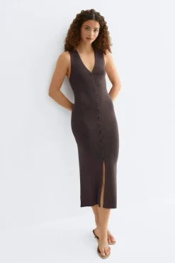 Gina Tricot Knitted vest dress Bruin