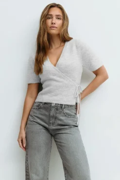 Hot Gina Tricot Knitted wrap top Grijsv