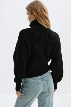 Discount Gina Tricot Knitted zip cardigan Zwart