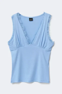 Outlet Gina Tricot Lace detail tank Blauw