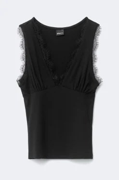 Hot Gina Tricot Lace detail tank Zwart