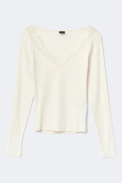 Discount Gina Tricot Lace detail top Wit
