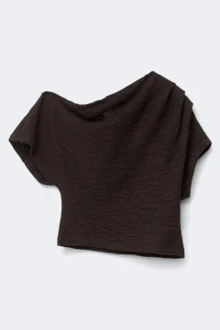 Outlet Gina Tricot Lace dropped shoulder top Bruin
