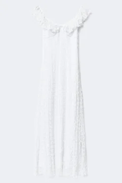 Outlet Gina Tricot Lace frill maxi dress Wit