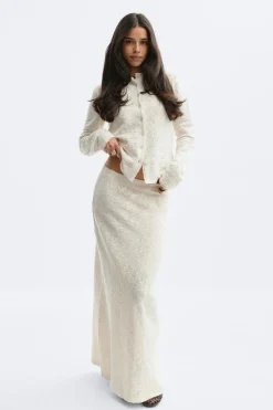 Hot Gina Tricot Lace maxi skirt Wit