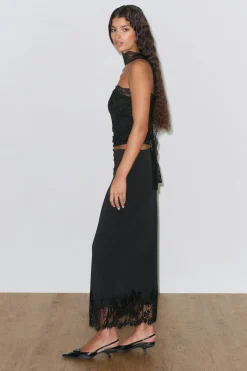 Best Gina Tricot Lace midi skirt Zwart