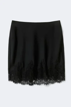 Gina Tricot Lace satin mini skirt Zwart
