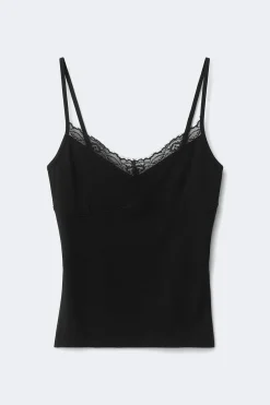 New Gina Tricot Lace strap singlet Zwart