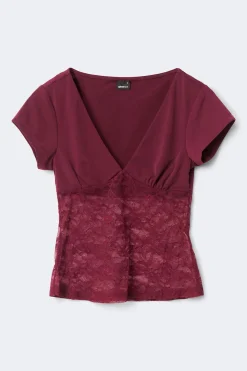 New Gina Tricot Lace top Rood