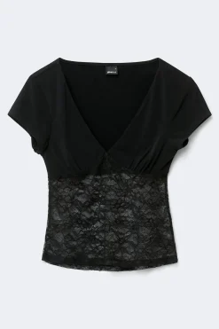 Clearance Gina Tricot Lace top Zwart