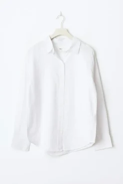 Discount Gina Tricot Linen blend shirt Wit