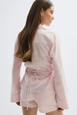 New Gina Tricot Linen blend shirt Roze