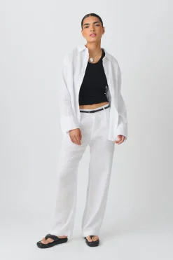 Online Gina Tricot Linen blend shirt Wit