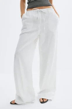 New Gina Tricot linen blend trousers Wit