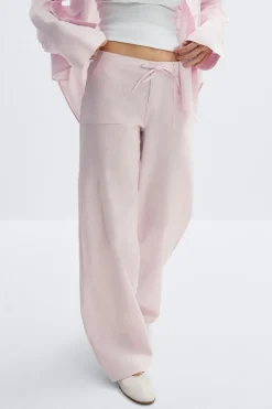 Outlet Gina Tricot Linen blend trousers Roze