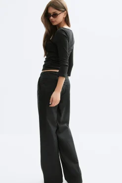 New Gina Tricot Linen blend trousers Zwart