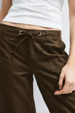 Sale Gina Tricot Linen blend trousers Bruin