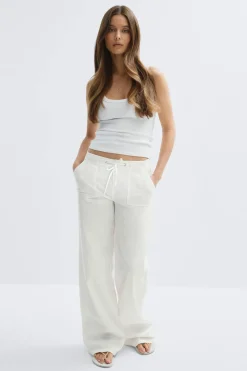 Online Gina Tricot Linen blend trousers Wit