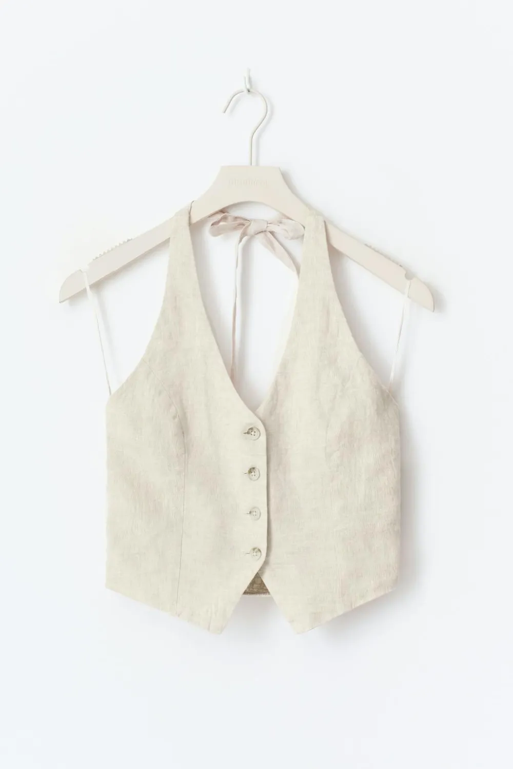 New Gina Tricot Linen halterneck vest Beige