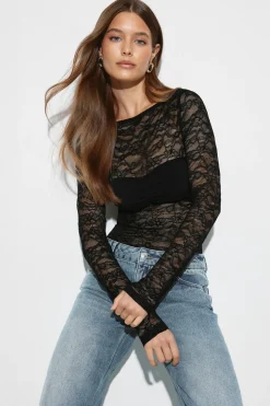 Best Gina Tricot Long sleeve body Zwart