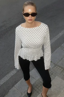 Online Gina Tricot Long sleeve smock top Wit