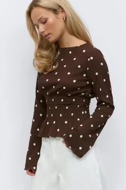 Gina Tricot Long sleeve smock top Wit