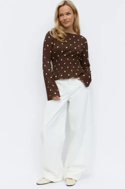 Gina Tricot Long sleeve smock top Wit