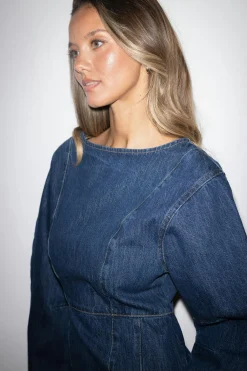 New Gina Tricot Longsleeve denim dress Blauw