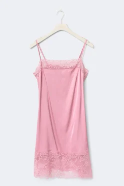 Online Gina Tricot Loungewear satin lace dress Roze