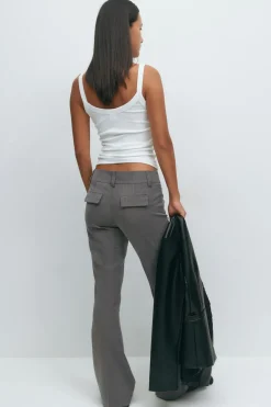 Sale Gina Tricot Low waist bootcut trousers Grijsv