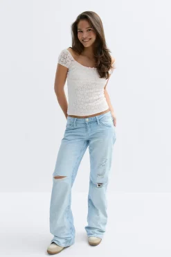 Discount Gina Tricot Low waist loose bootcut jeans Blauw