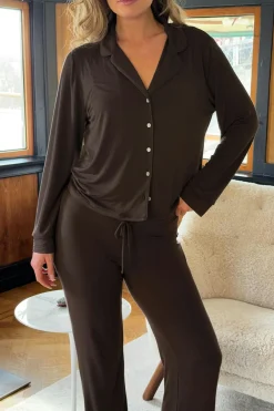 Discount Gina Tricot Low waist loungewear trousers Bruin