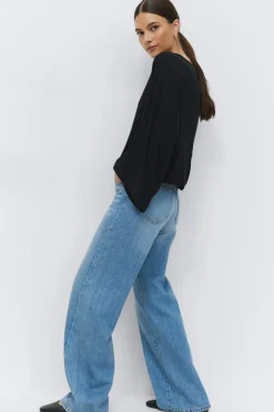 Sale Gina Tricot Low wide tall jeans Blauw