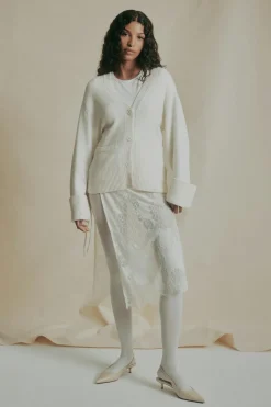 Sale Gina Tricot Merino wool knitted cardigan Wit