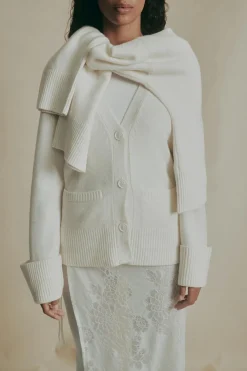 Sale Gina Tricot Merino wool knitted cardigan Wit