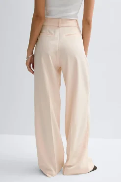 Online Gina Tricot Mid waist wide trousers Roze