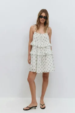 Hot Gina Tricot Mini frill dress Wit