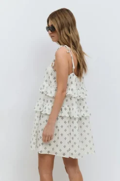 Hot Gina Tricot Mini frill dress Wit