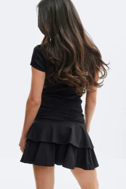 Hot Gina Tricot Mini frill skirt Zwart