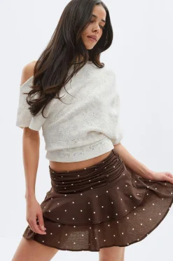 Hot Gina Tricot Mini frill skirt Bruin