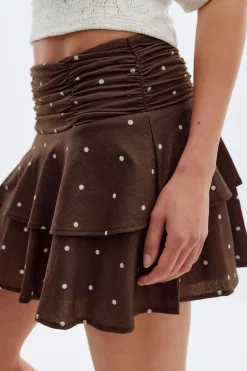 Hot Gina Tricot Mini frill skirt Bruin