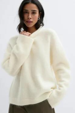 Gina Tricot Mohair knitted sweater Wit