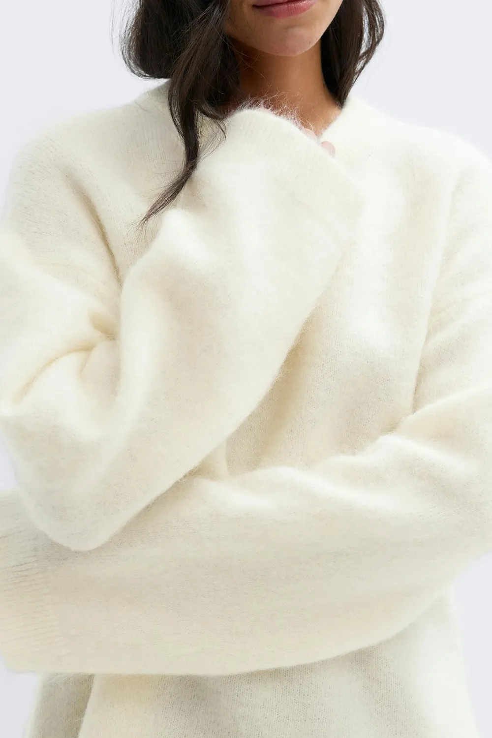 Gina Tricot Mohair knitted sweater Wit