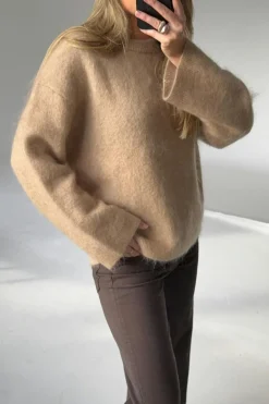 Outlet Gina Tricot Mohair knitted sweater Beige