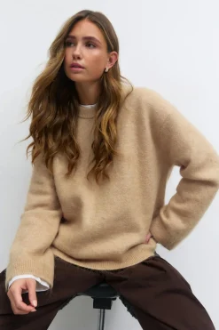 Outlet Gina Tricot Mohair knitted sweater Beige